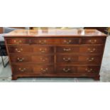CHEST, Georgian style mahogany and line inlaid with nine drawers, 78cm H x 156cm x 46cm.