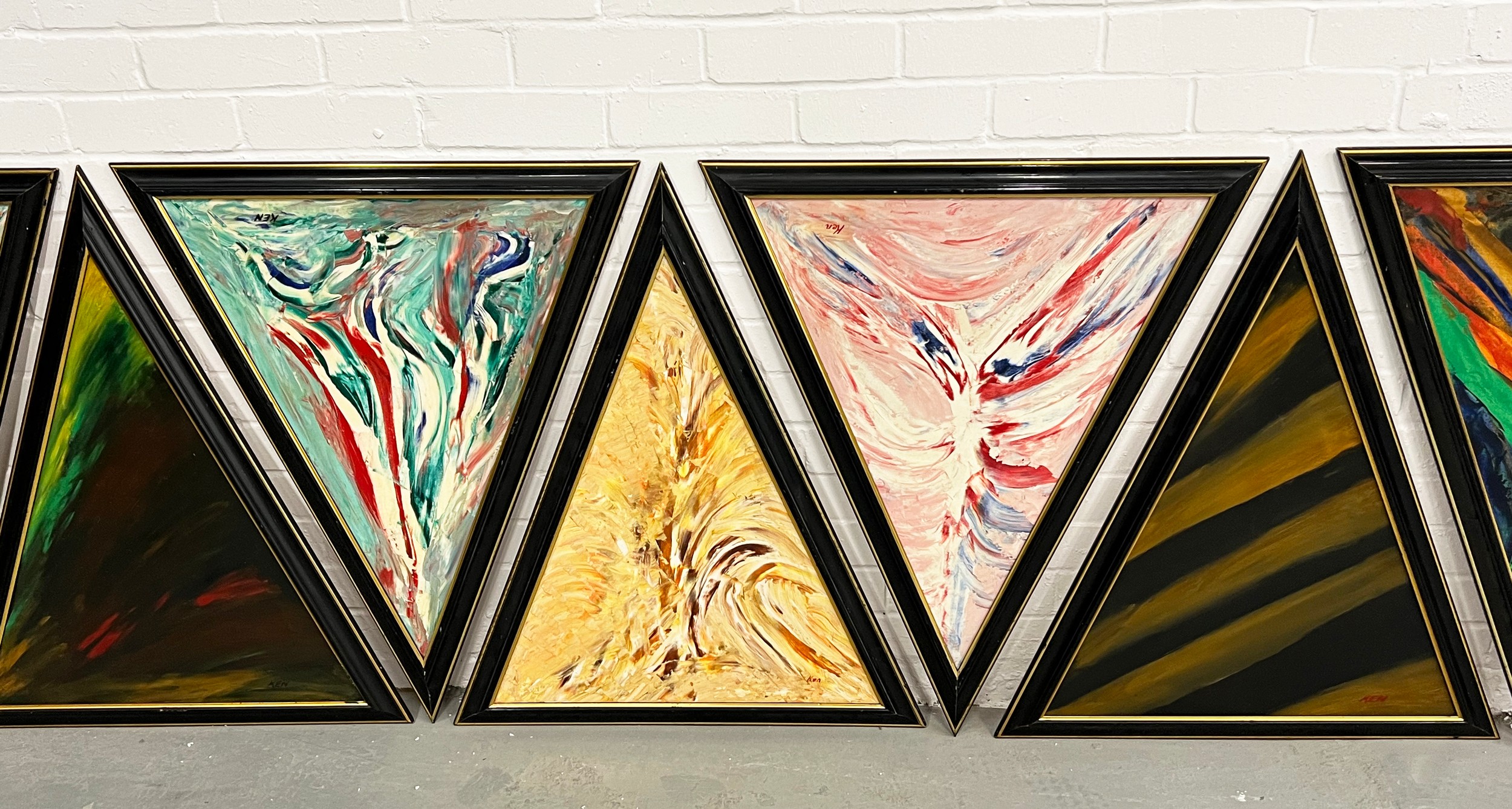 20TH CENTURY BRITISH SCHOOL, 'Abstracts', a set of 12, in ebonised frames, each 81cm x 68cm. (12) - Image 3 of 5