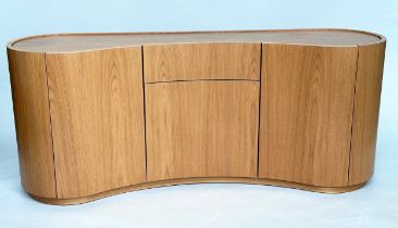 SKOUBY SIDEBOARD, teak concave fronted with five panelled doors, 180cm W x 74cm H x 51cm D.