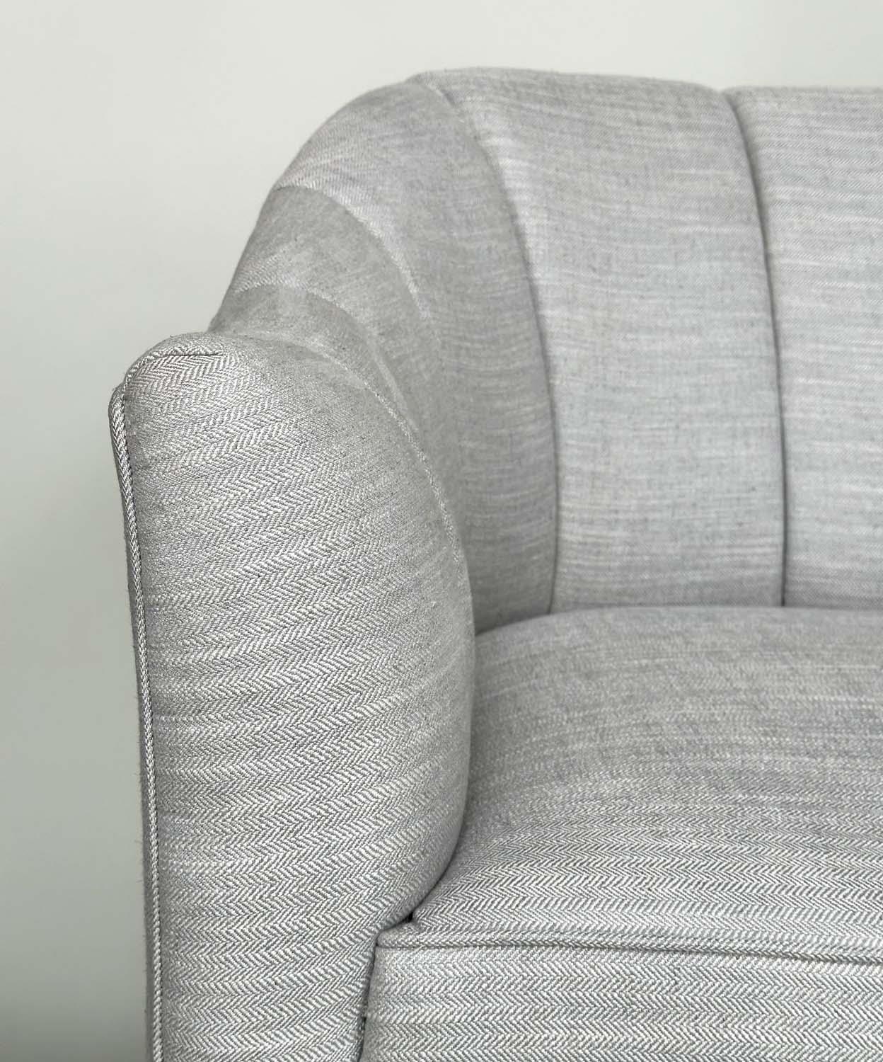 BRAY DESIGN SOFA, ribbed curved back and out swept supports, in Sahco Flint fabric upholstery, 210cm - Image 7 of 11