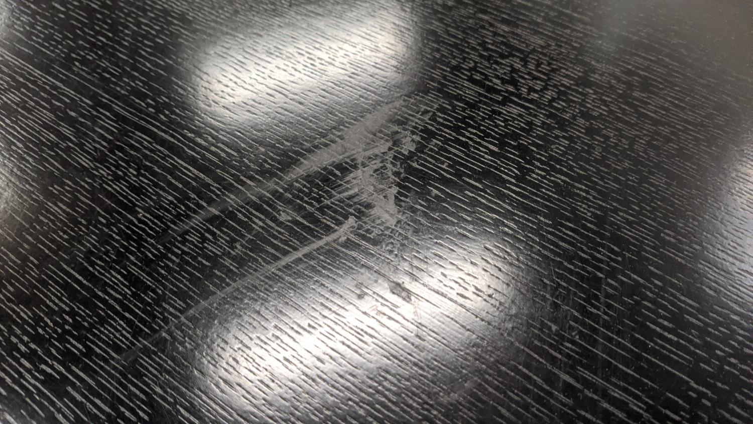 DINING TABLE, central single pedestal, polished metal detail, 200cm diam x 79cm. - Image 5 of 7