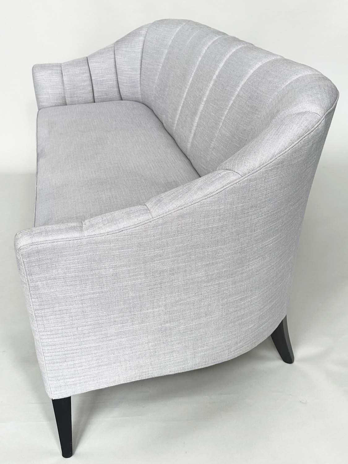 BRAY DESIGN SOFA, ribbed curved back and out swept supports, in Sahco Flint fabric upholstery, 210cm - Image 10 of 11