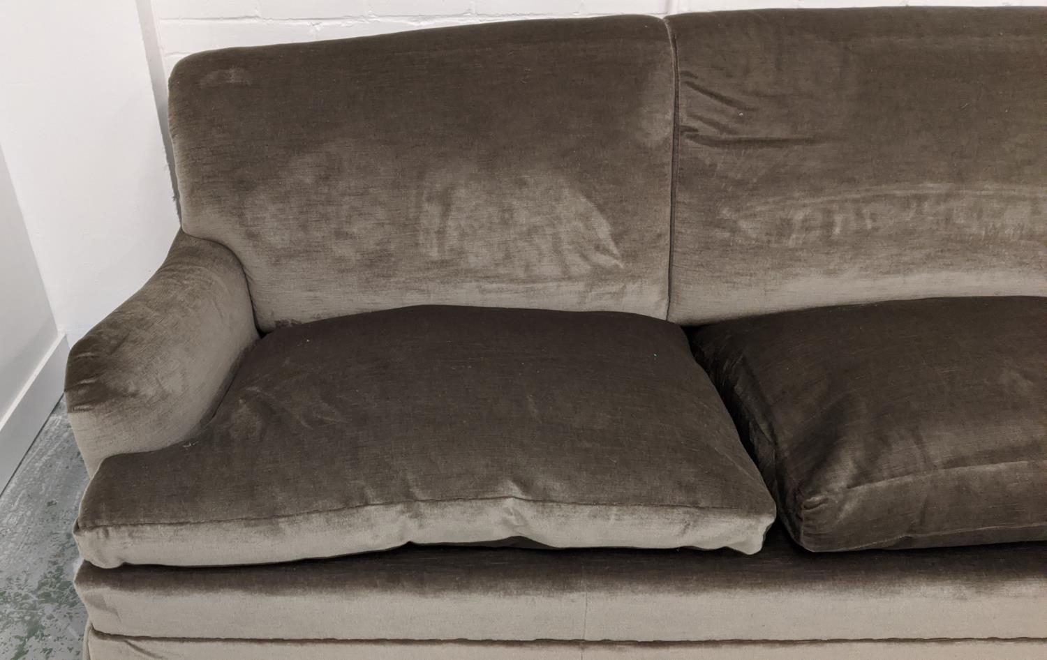 HOWARD STYLE SOFA, dark grey velvet upholstery, 300cm W approx. - Image 3 of 5
