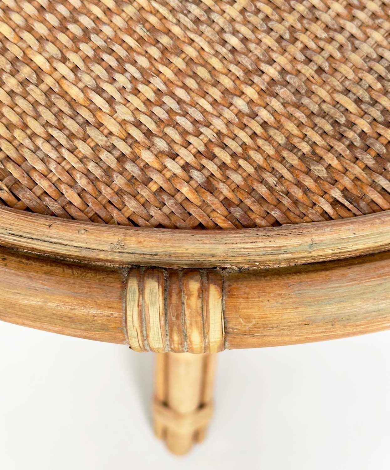 LAMP TABLES, a pair, circular rattan, wicker panelled and cane bound, 55cm x 53cm H. (2) - Image 4 of 8