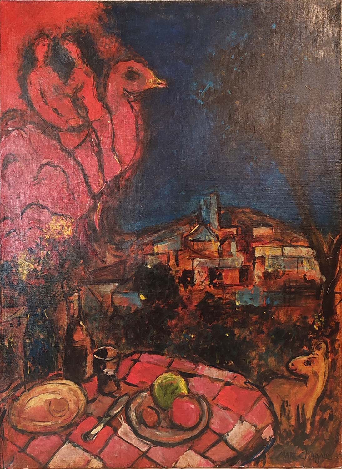 IN THE MANNER OF MARC CHAGALL, oil on canvas, 84cm H x 69cm W, Ivor Bailey Rees-Roberts (1915-2001).