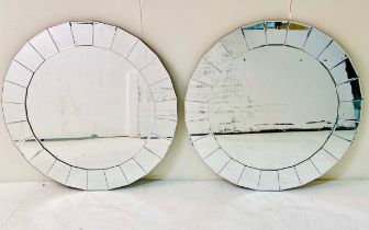 CIRCULAR WALL MIRRORS, a pair, Venetian style, 90cm W (2)