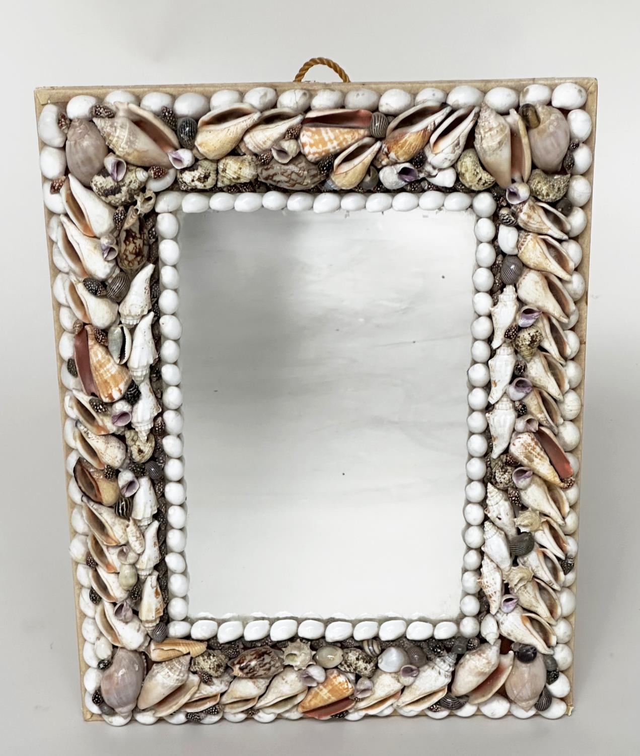 SHELL WALL MIRROR, rectangular natural shell encrusted frame, 43cm x 33cm. - Image 2 of 5