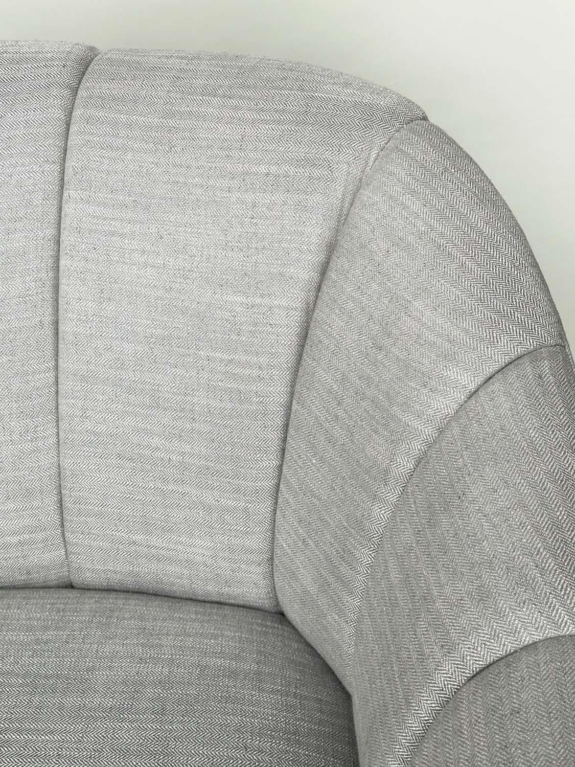 BRAY DESIGN SOFA, ribbed curved back and out swept supports, in Sahco Flint fabric upholstery, 210cm - Image 5 of 11