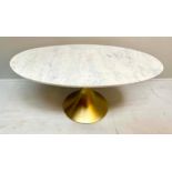 LOW TABLE, 1960s Italian style, marble top on gilt metal base, 44cm high x 100cm wide x 56cm deep.