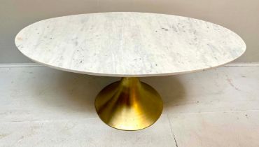 LOW TABLE, 1960s Italian style, marble top on gilt metal base, 44cm high x 100cm wide x 56cm deep.