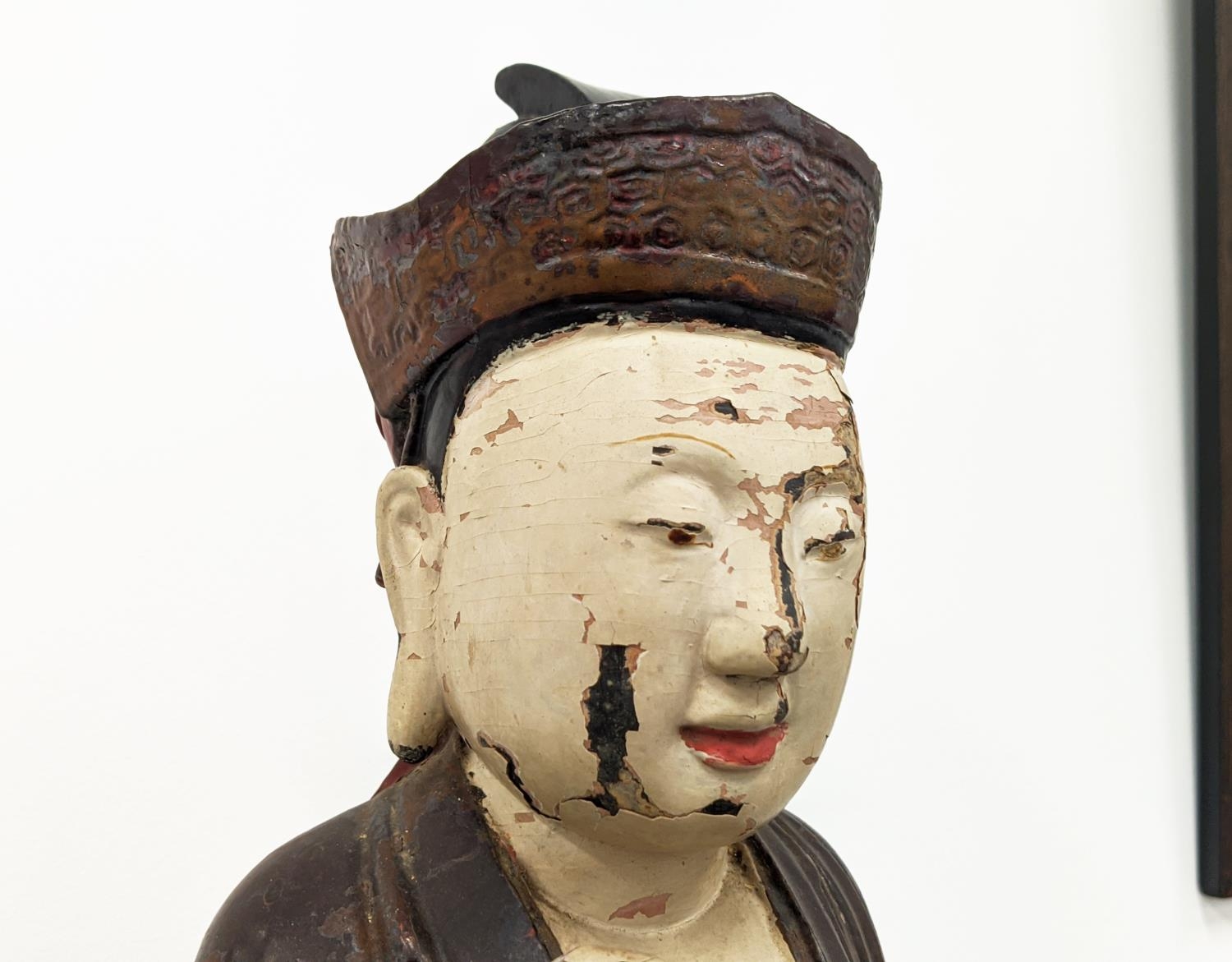 CHINESE CARVED LACQUER FIGURE, painted, 92cm H. - Image 4 of 7