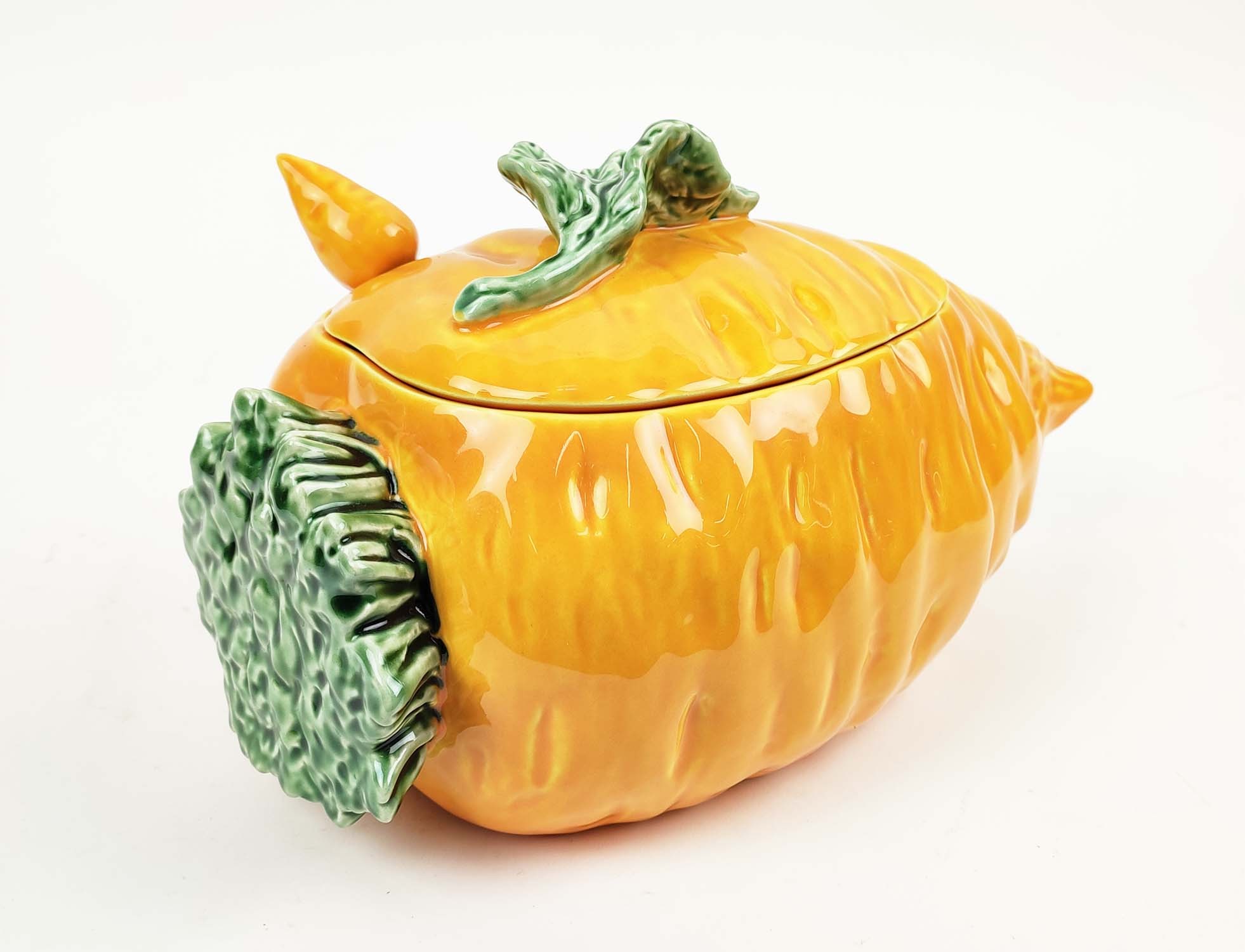 THREE LARGE CERAMIC TUREENS OF FRUIT AND VEGETABLE, in the form of tomato, cabbage and carrot, all - Image 3 of 9