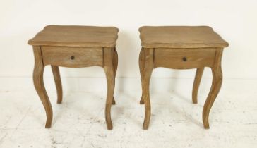 SIDE TABLES, a pair, contemporary French Provincial style, with a draw to each. (2)