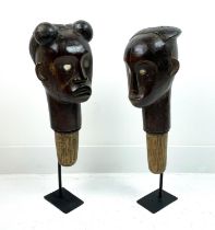 FANG POLE HEAD'S, a pair, Gabon , 57cm H. (2)
