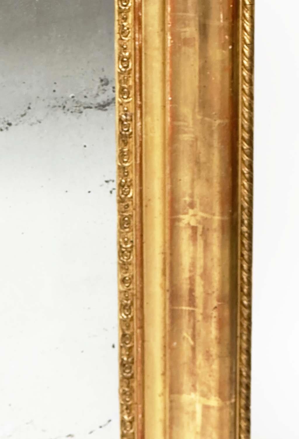 WALL MIRROR, 19th century French Napoleon III giltwood and gesso moulded, arched with foliate - Image 4 of 13