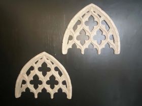 ARCHITECTURAL WALL PANELS, a pair, Gothic style, 80cm H x 68cm x 4cm. (2)