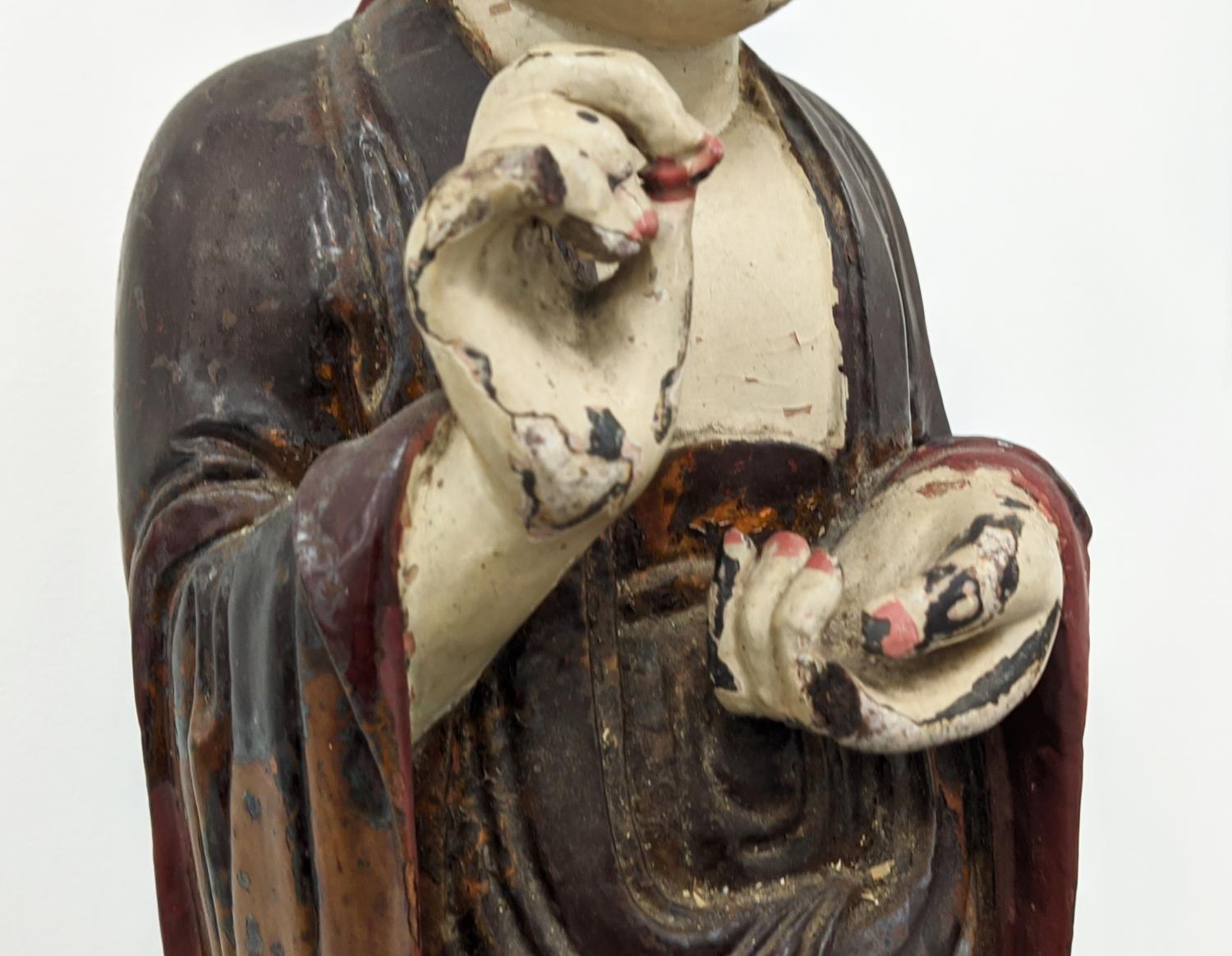 CHINESE CARVED LACQUER FIGURE, painted, 92cm H. - Image 5 of 7