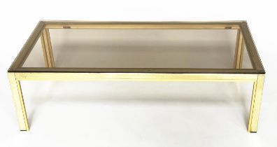 LOW TABLE, 1970s Italian brass and glass rectangular, 130cm x 60cm x 38cm.