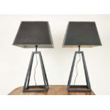 TABLE LAMPS, a pair, contemporary design, with shades, 86cm H. (2)