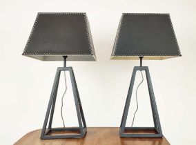 TABLE LAMPS, a pair, contemporary design, with shades, 86cm H. (2)
