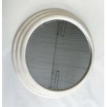CIRCULAR WALL MIRROR, grey Bibendum style with bevelled glass, 110cm W.