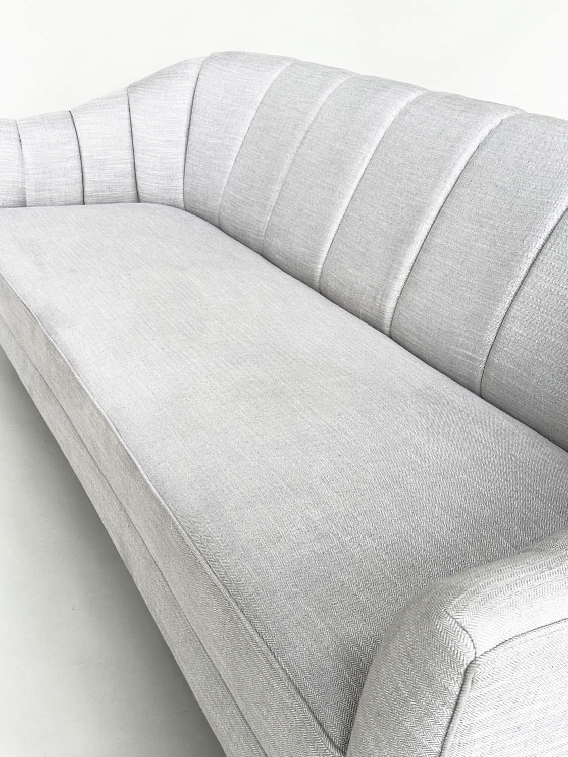 BRAY DESIGN SOFA, ribbed curved back and out swept supports, in Sahco Flint fabric upholstery, 210cm - Image 11 of 11