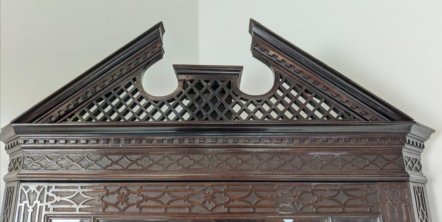 GLAZED CORNER CABINET ON STAND, Edwardian mahogany in Chippendale style with door and carved - Image 5 of 9