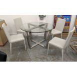 FRAG BELLA CHAIRS, a set of four, by G.E.R. Fauciglietti, 94cm H and a dining table, glass top,