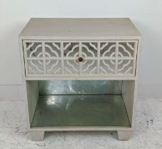 JULIAN CHICHESTER 'ANNA' BEDSIDE CABINET, with mirrored detail, 66cm W x 43cm D x 71cm H.