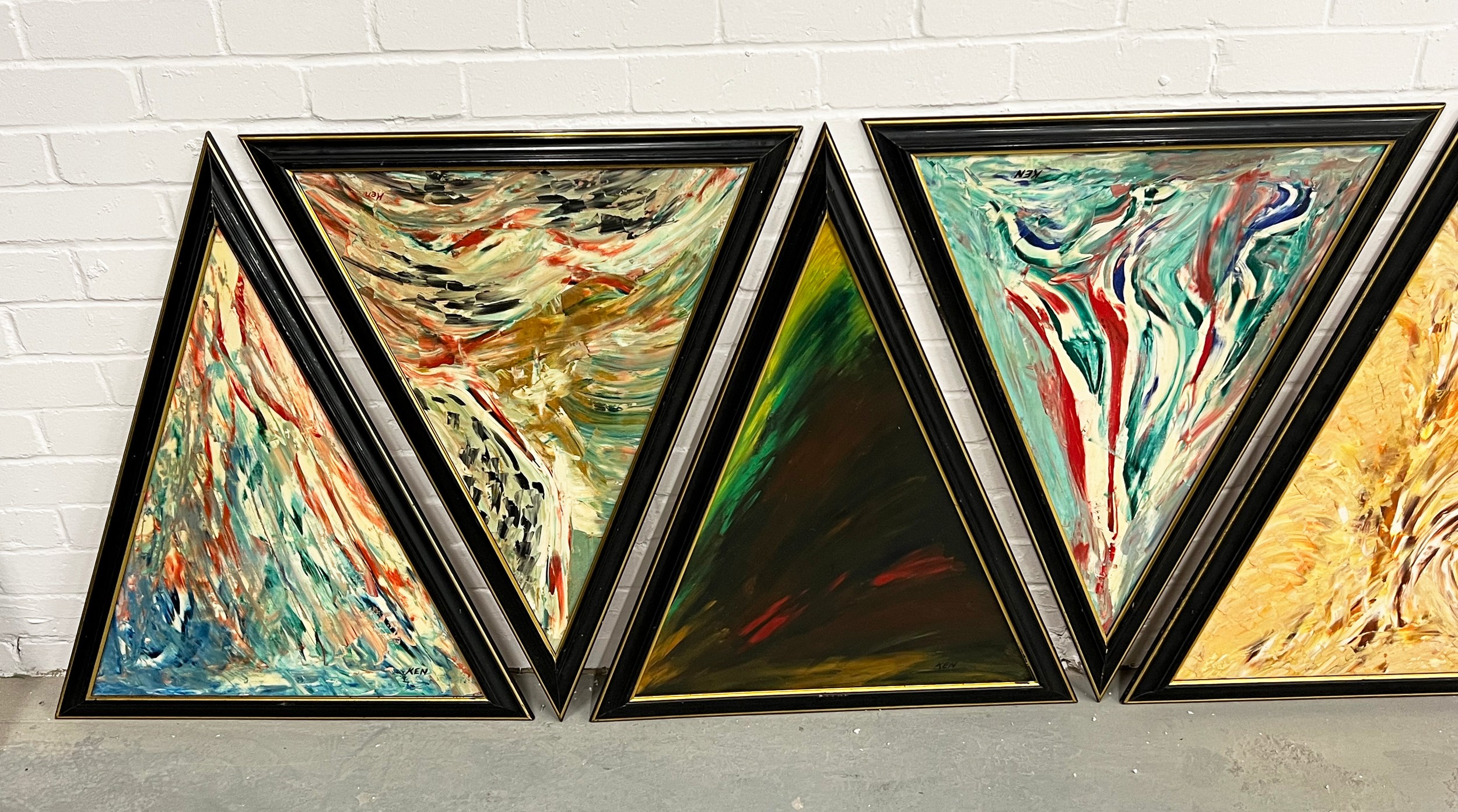 20TH CENTURY BRITISH SCHOOL, 'Abstracts', a set of 12, in ebonised frames, each 81cm x 68cm. (12) - Image 2 of 5