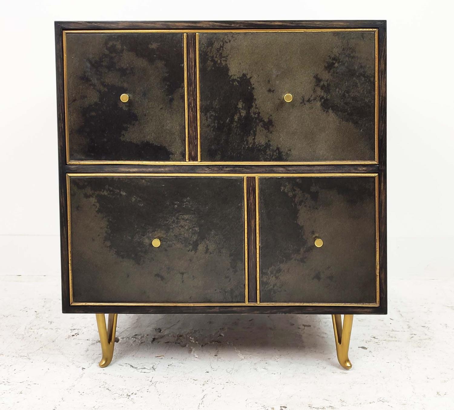 JULIAN CHICHESTER 'ALFRED' BEDSIDE TABLE, smoked oak and black velvet style drawers, 61cm W xc - Image 2 of 8