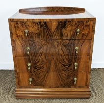 CHEST, Art Deco walnut, of four drawers, 101cm H x 88cm x 50cm.