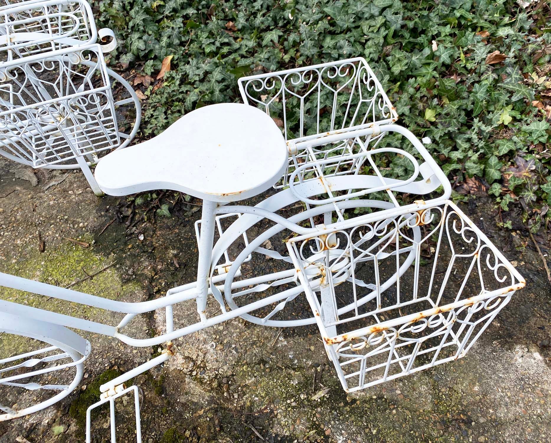 BICYCLE PLANTERS, a set of four, white painted metal, 63cm H x 88cm x 44cm. (4) - Image 3 of 5