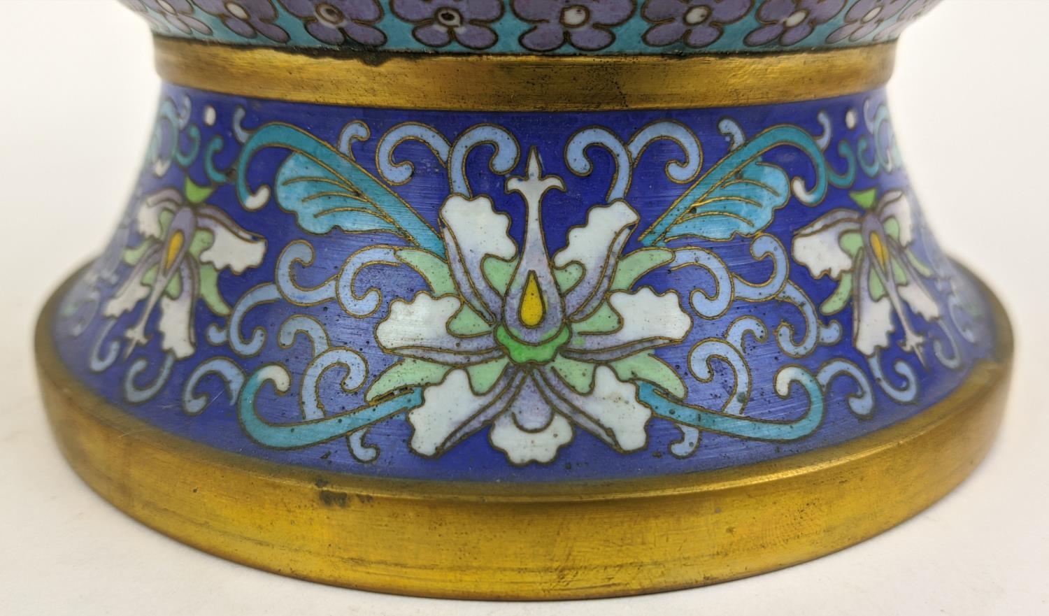 CLOISONNE VASE, blue, 40cm H. - Image 3 of 10