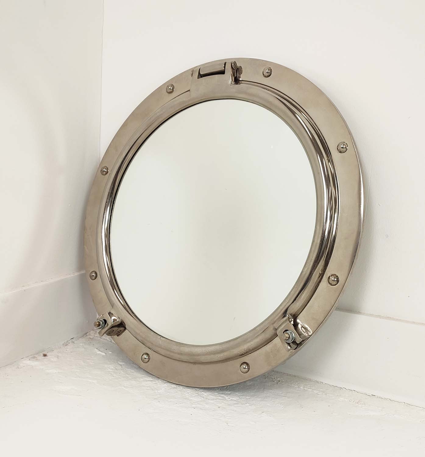 SET OF THREE MIRRORS, A square polished design mirror, an off-white french style and a chrome - Image 4 of 9