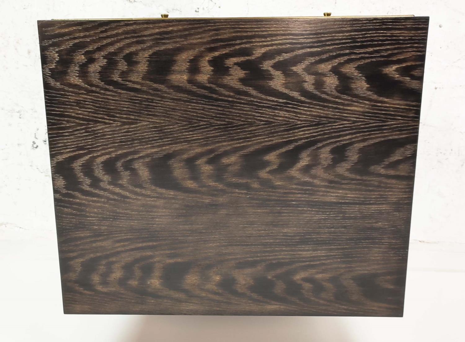 JULIAN CHICHESTER 'ALFRED' BEDSIDE TABLE, smoked oak and black velvet style drawers, 61cm W xc - Image 8 of 8