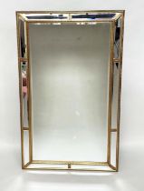 WALL MIRROR, tall Georgian style bevelled with giltwood rectangular beaded and marginal plates,