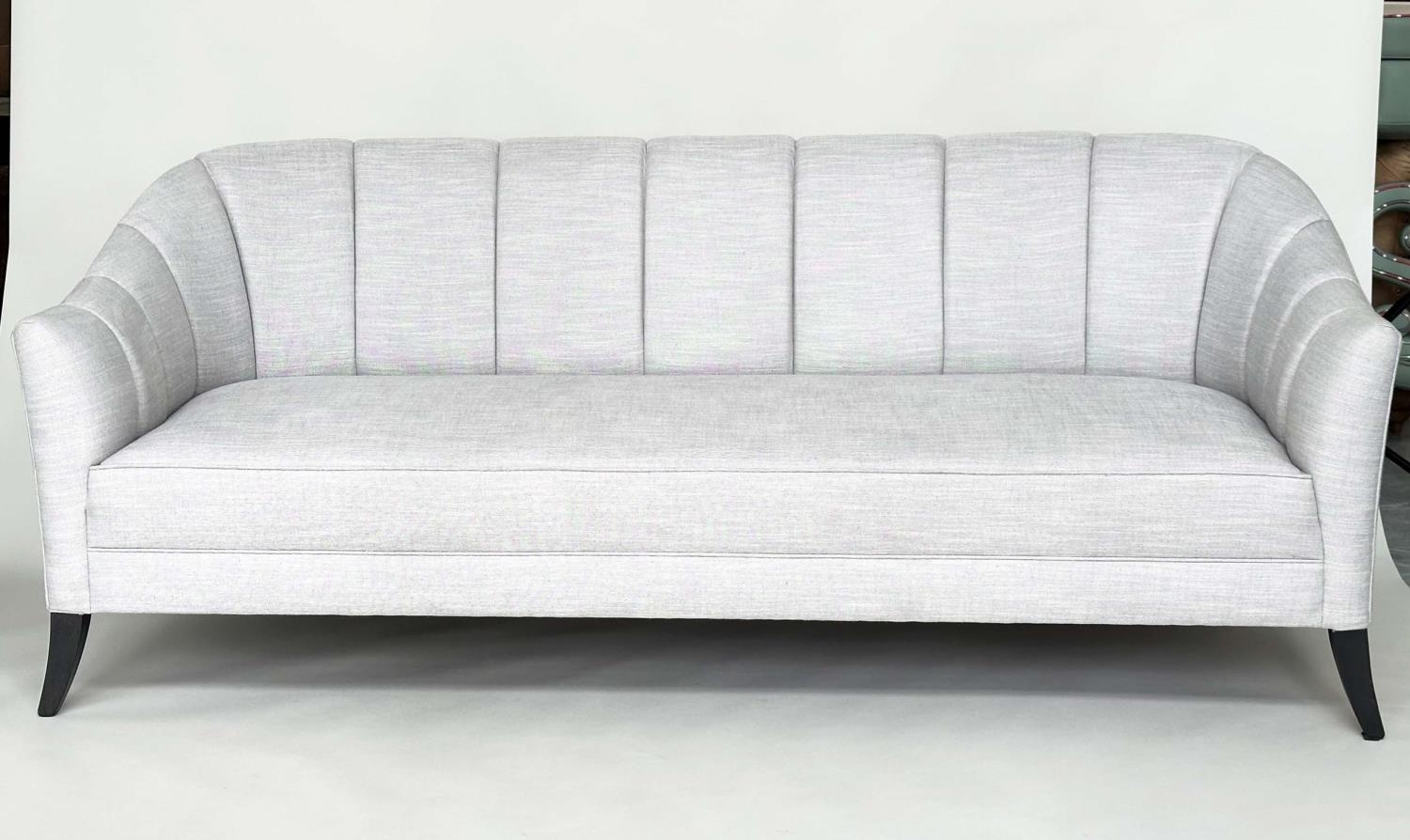 BRAY DESIGN SOFA, ribbed curved back and out swept supports, in Sahco Flint fabric upholstery, 210cm - Image 2 of 11