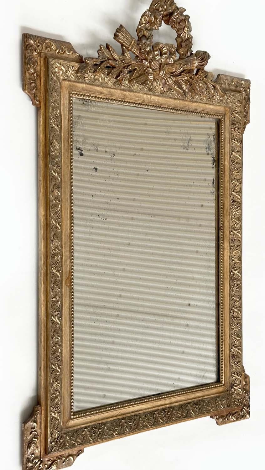 WALL MIRROR, 19th century French giltwood and gesso moulded, rectangular beaded frame, early/ - Image 6 of 7