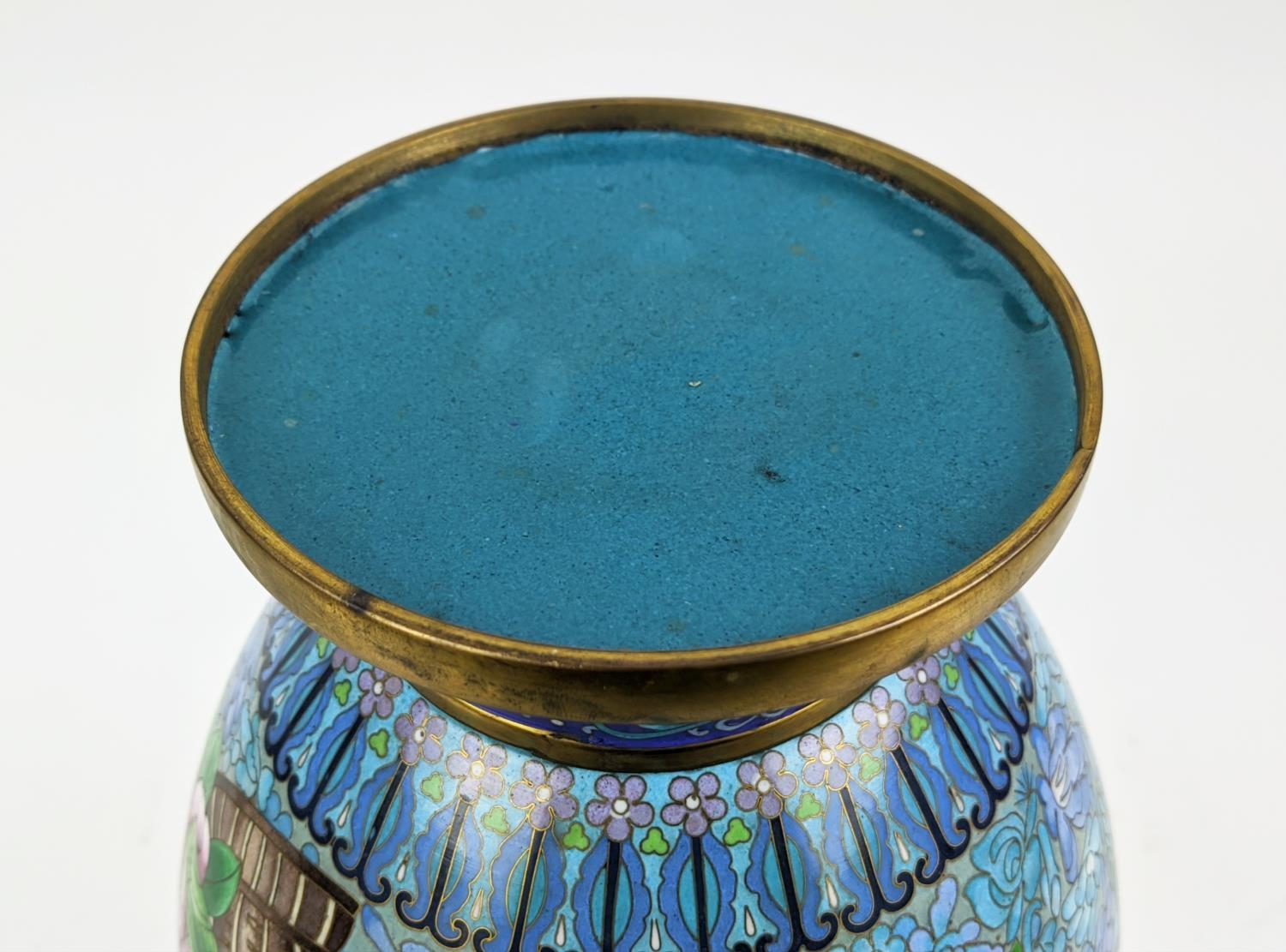 CLOISONNE VASE, blue, 40cm H. - Image 10 of 10