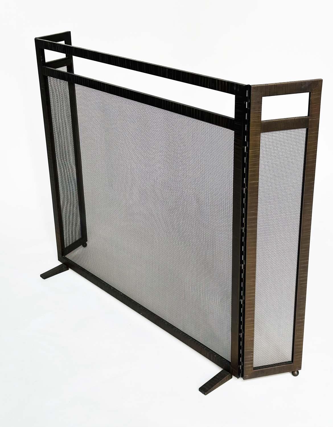 NURSERY FENDER BY 'FORGEABILITY', wrought iron and mesh panelled folding, 80cm H x 90cm W x 18cm D