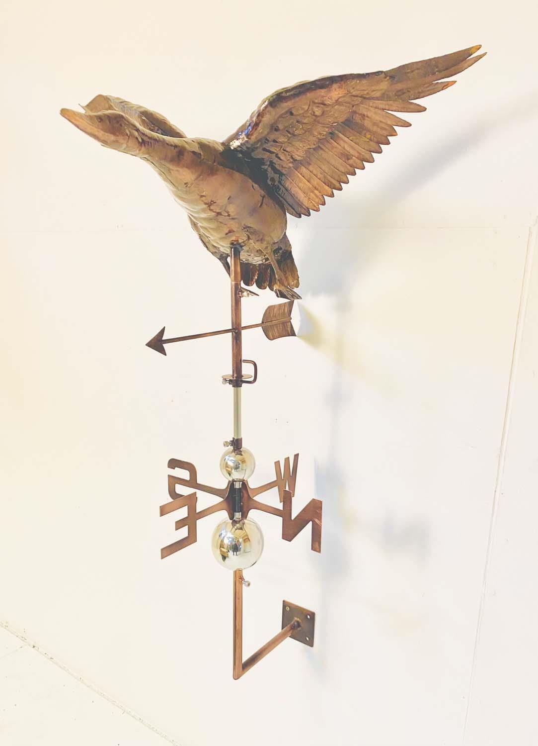 WEATHERVANE, with toleware flying bird on wall mounting bracket, 100cm H x 65cm W