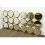 WALL MIRRORS, a pair, 1960s French style, segmented design, gilt metal frames, 70cm x 70cm.