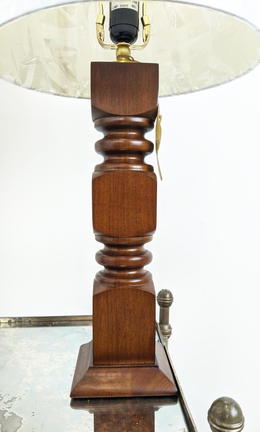 LAUREN RALPH LAUREN HOME TABLE LAMPS, a pair, carved wood, with shades, 68cm H approx. (2) - Image 3 of 5