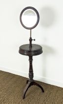 SHAVING STAND, Victorian mahogany with adjustable mirror above lidded compartments, 144cm lowest H x
