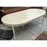 DINING TABLE, extendable in painted finish, with detachable fluted supports, 120cm D x 232cm L,