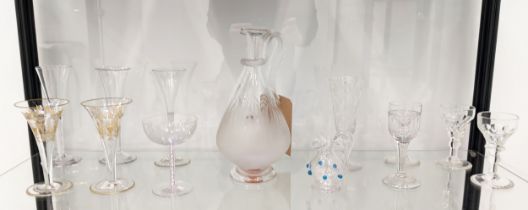 QUANTITY OF ANTIQUE GLASS, comprising a Victorian frosted lemonade jug with ice compartment to