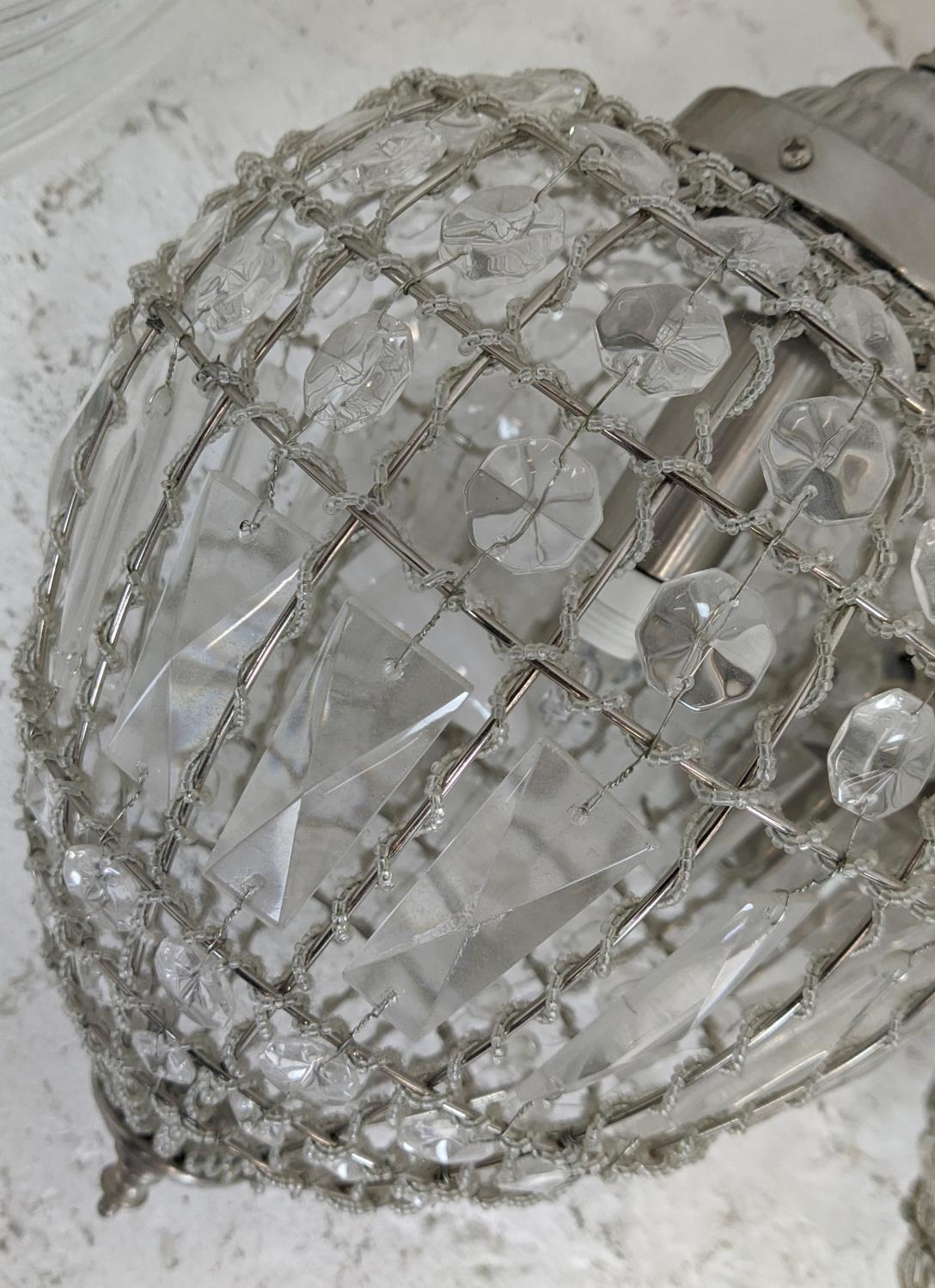 GLASS PENDANT LIGHTS, a set of three, 35cm H, and another larger ribbed glass pendant light, 35cm - Image 5 of 6