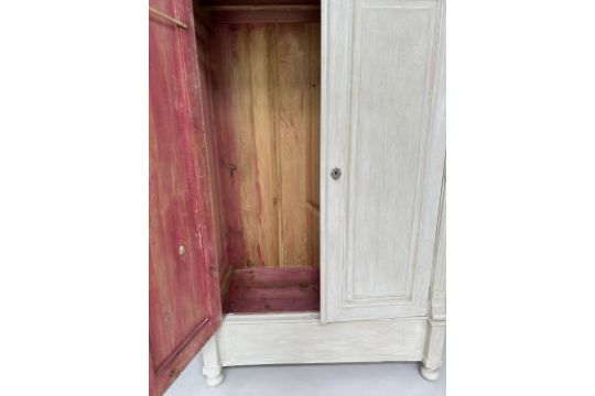 ARMOIRE, 19th century style French traditionally grey painted with two panelled doors enclosing - Image 6 of 8