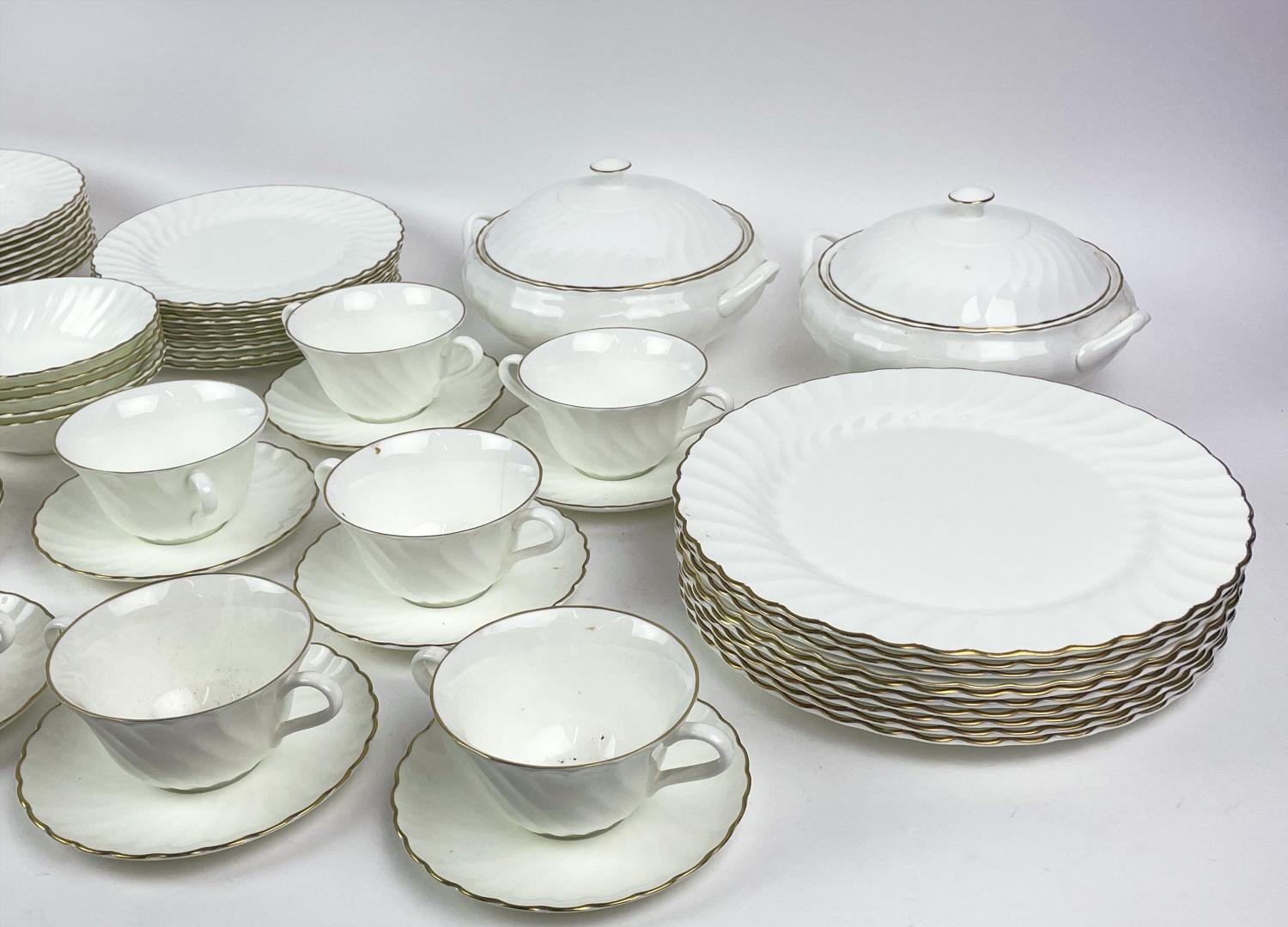 WEDGEWOOD DINNER SERVICE, ten place setting 'Gold Chelsea' pattern, comprising ten dinner plates, - Image 9 of 9